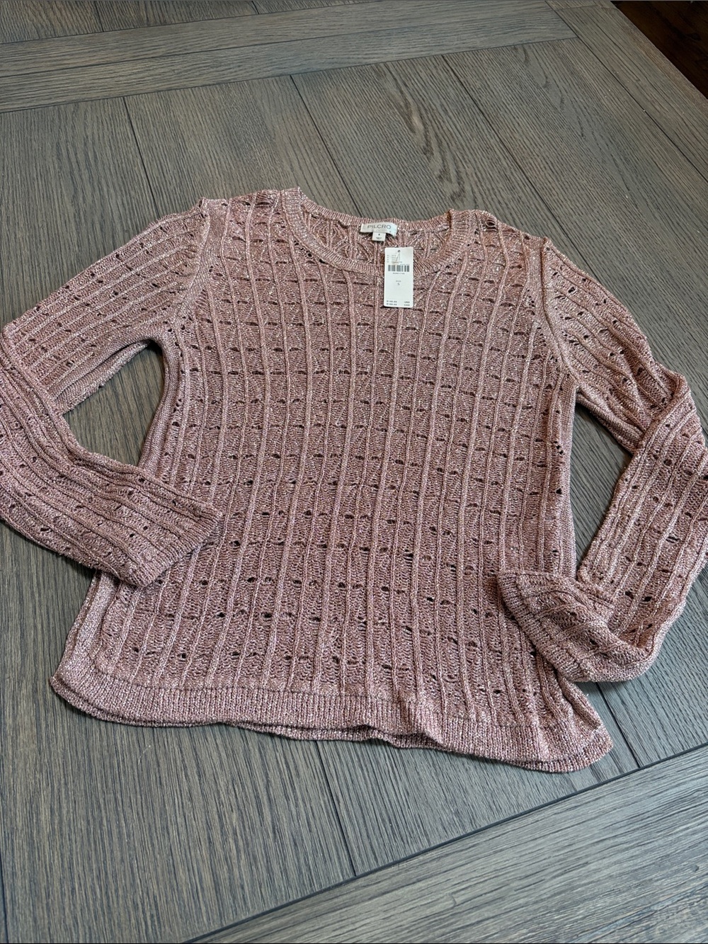 Anthropologie Pilcro NWT blush and gold Lurex sweater, s